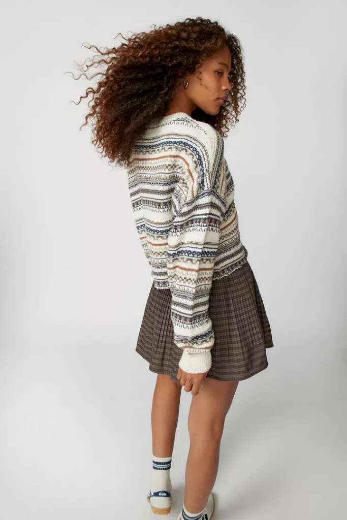 Urban Renewal Vintage Cropped Patterned Sweater is made from upcycled pieces so fabrics may vary. $49