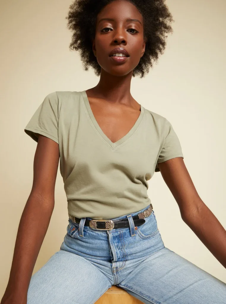 Order For Days Take Back Bag to recycle your old clothing & get a site credit for items like this Blair Tee - Safari made from 100% organic Peruvian cotton $71