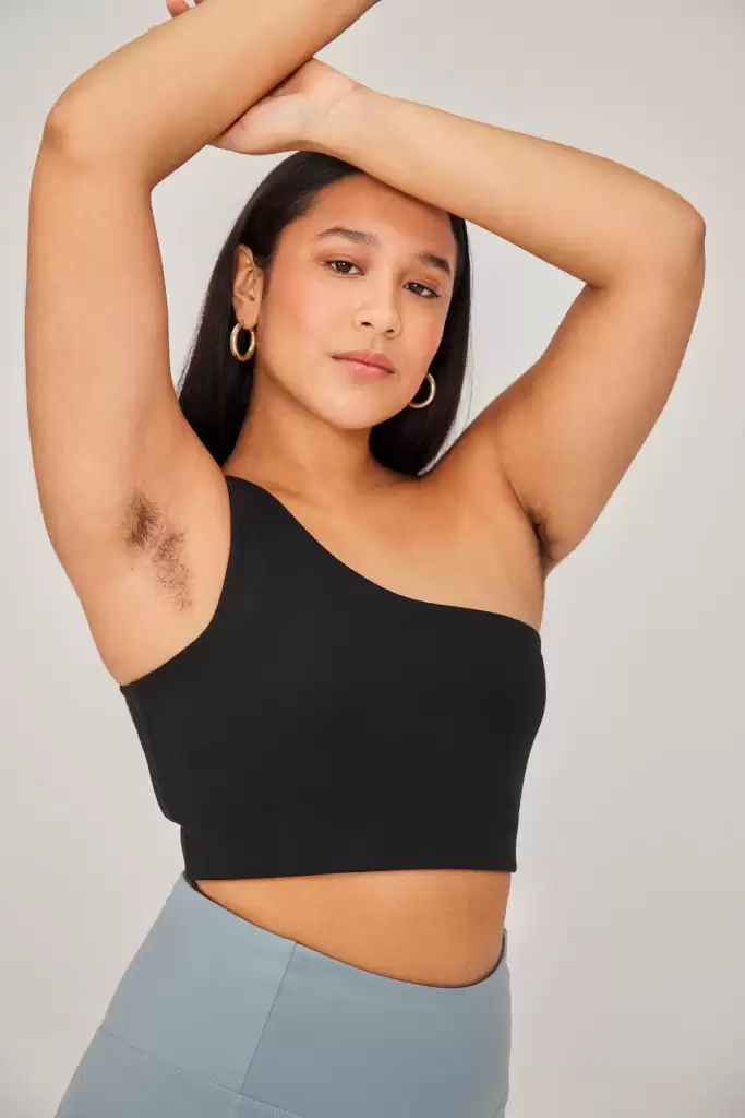 Girlfriend Collective Bianca One Shoulder Bra is made from 79% recycled RPET $42