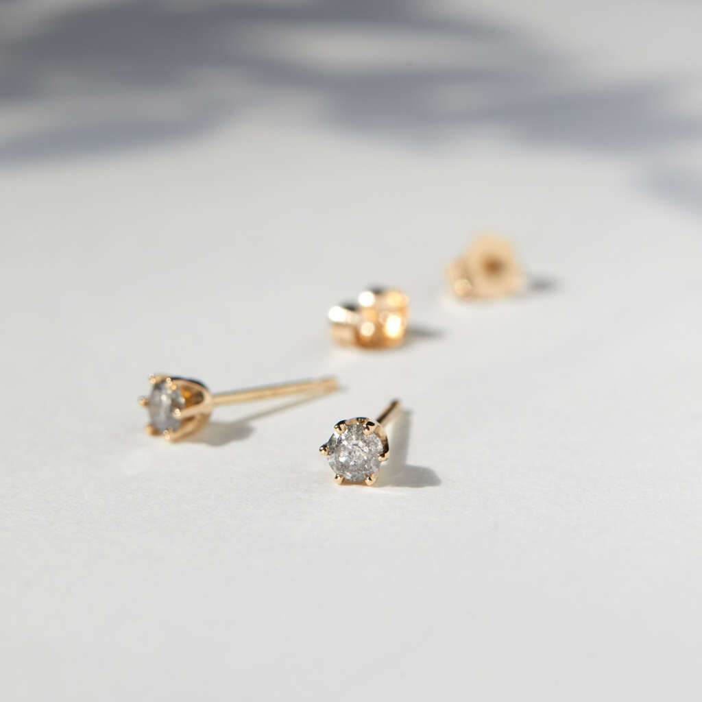 Cat Bird Gray Diamond Crown Earring (Single). The studio works with 95% recycled gold $190