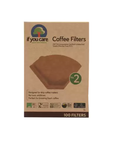 If You Care No. 2 Coffee Filters are made from unbleached paper and packaged in recycled materials that are recyclable and compostable $4.75 / for 100