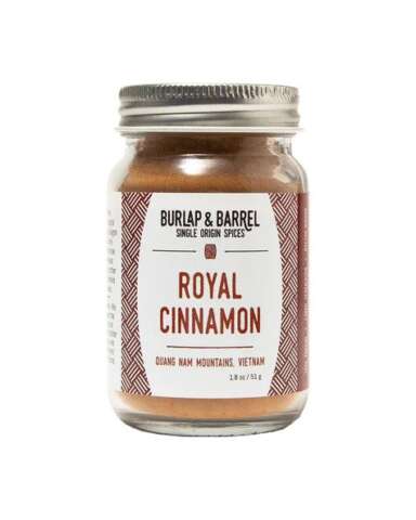 Burlap & Barrel Royal Cinnamon is sweeter and spicier than the typical supermarket cinnamon. This Vietnamese heirloom variety will up your baking game. Packed in recycable glass and aluminum. $9