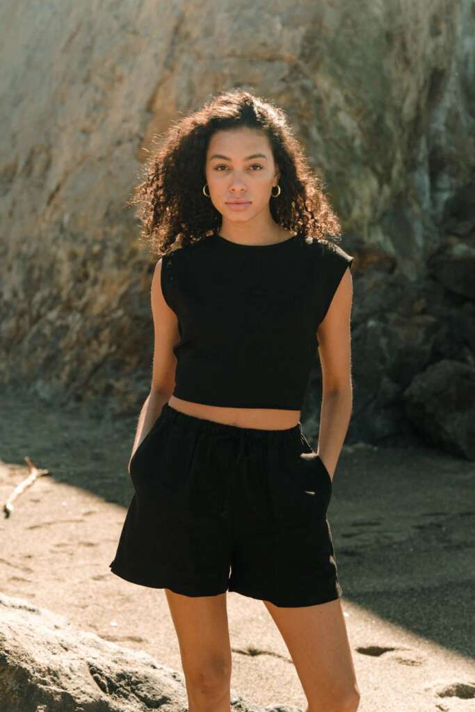 Whimsy + Row Allison Shorts in Black Linen are made from all-natural linen. $110