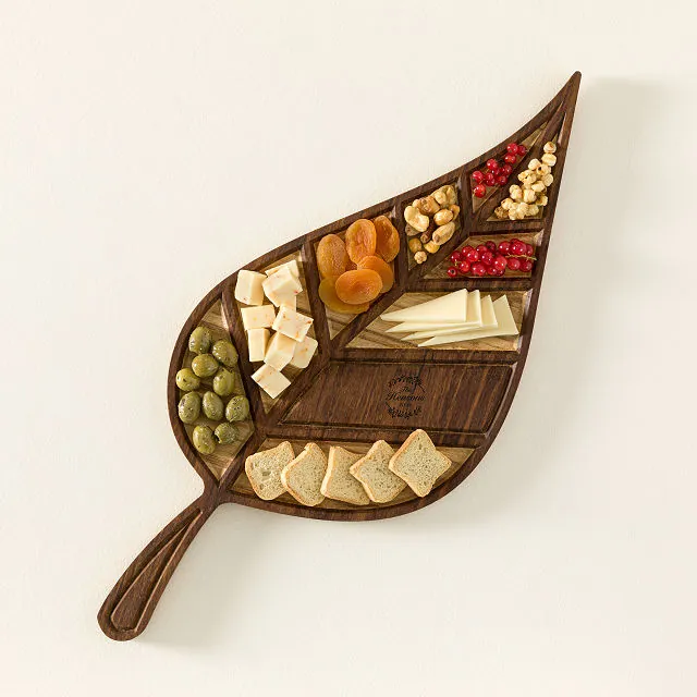Personalized Leaf Bamboo Serving Board is handmade in Florida from FSC certified Bamboo Wood $58