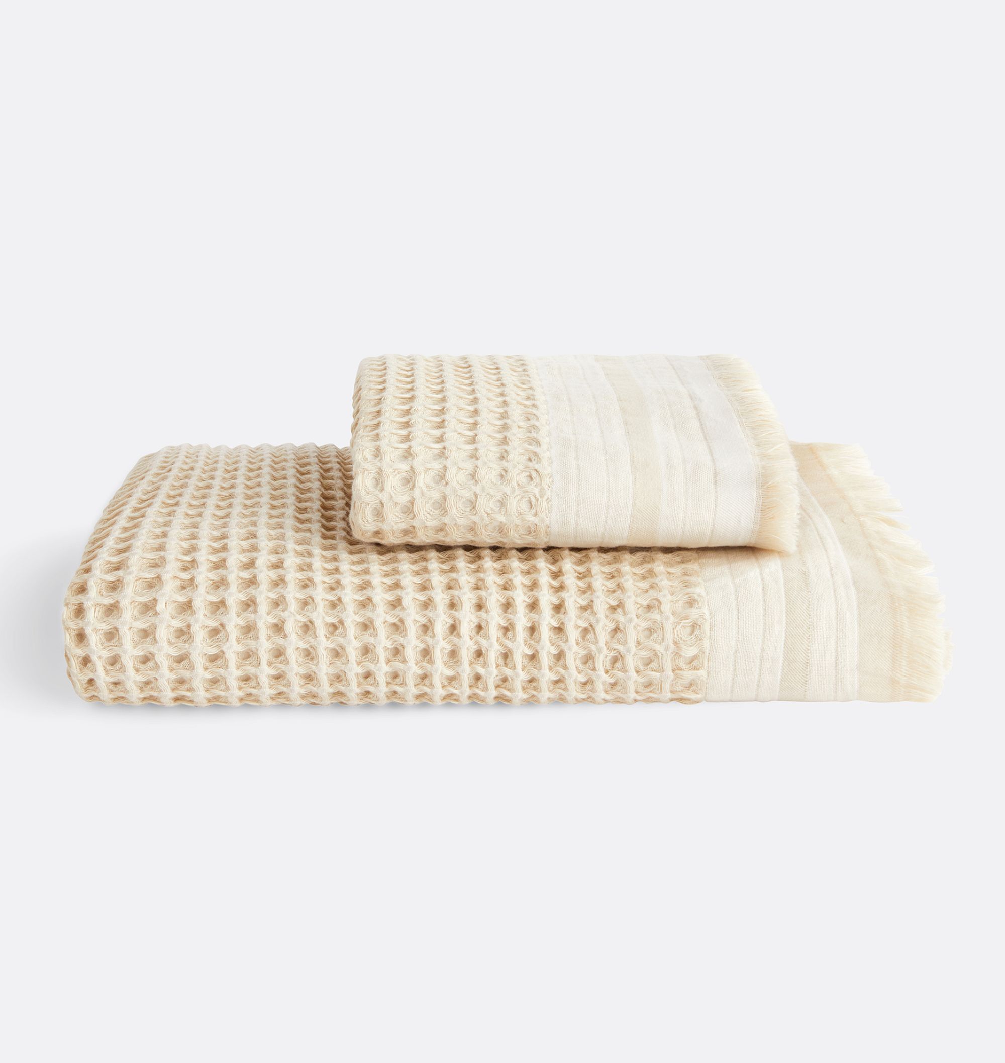 Rejuvenation Waffle Knit Stripe Organic Cotton Towels