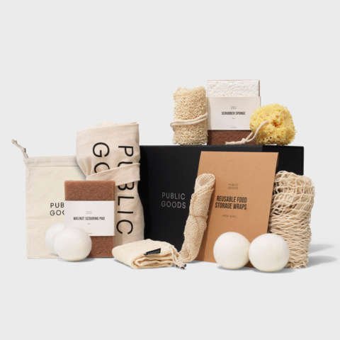 Public Goods of Reusable Cotton Produce Bag, Reusable Mesh Produce Bag, Reusable Cotton Tote, Wide Mesh Tote, Walnut Scouring Pad, Ayate Washcloth, Scrubber Sponge, Sea Sponge, Wool Dryer Balls, Ayate Bathstrip, Reusable Food Storage Wraps $89