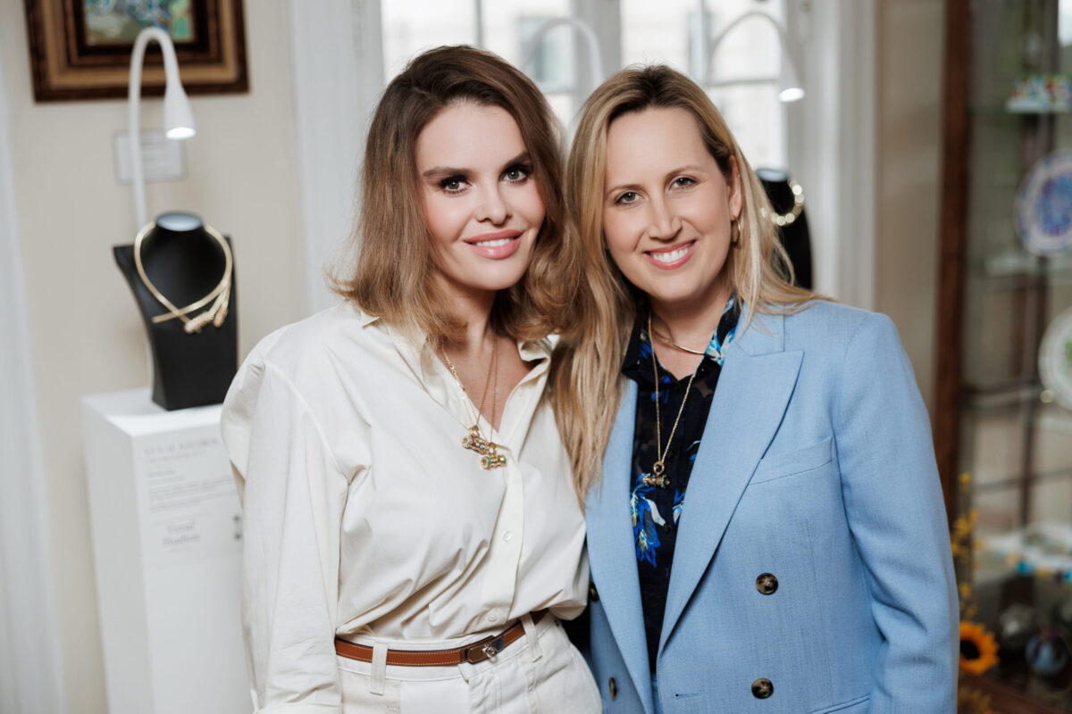 Olga Oleksenko and Tiffany Stevens at the Strong and Precious Art Foundation's Ukrainian Jewelry Exhibition in Washington D.C