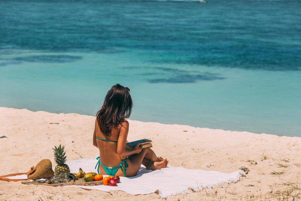 Want a sustainable beach tip? Choose an organic cotton beach towel over a polyester one.