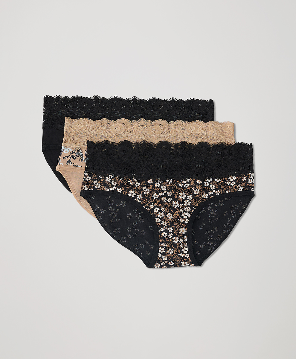 Pact lace waist brief 3-pack