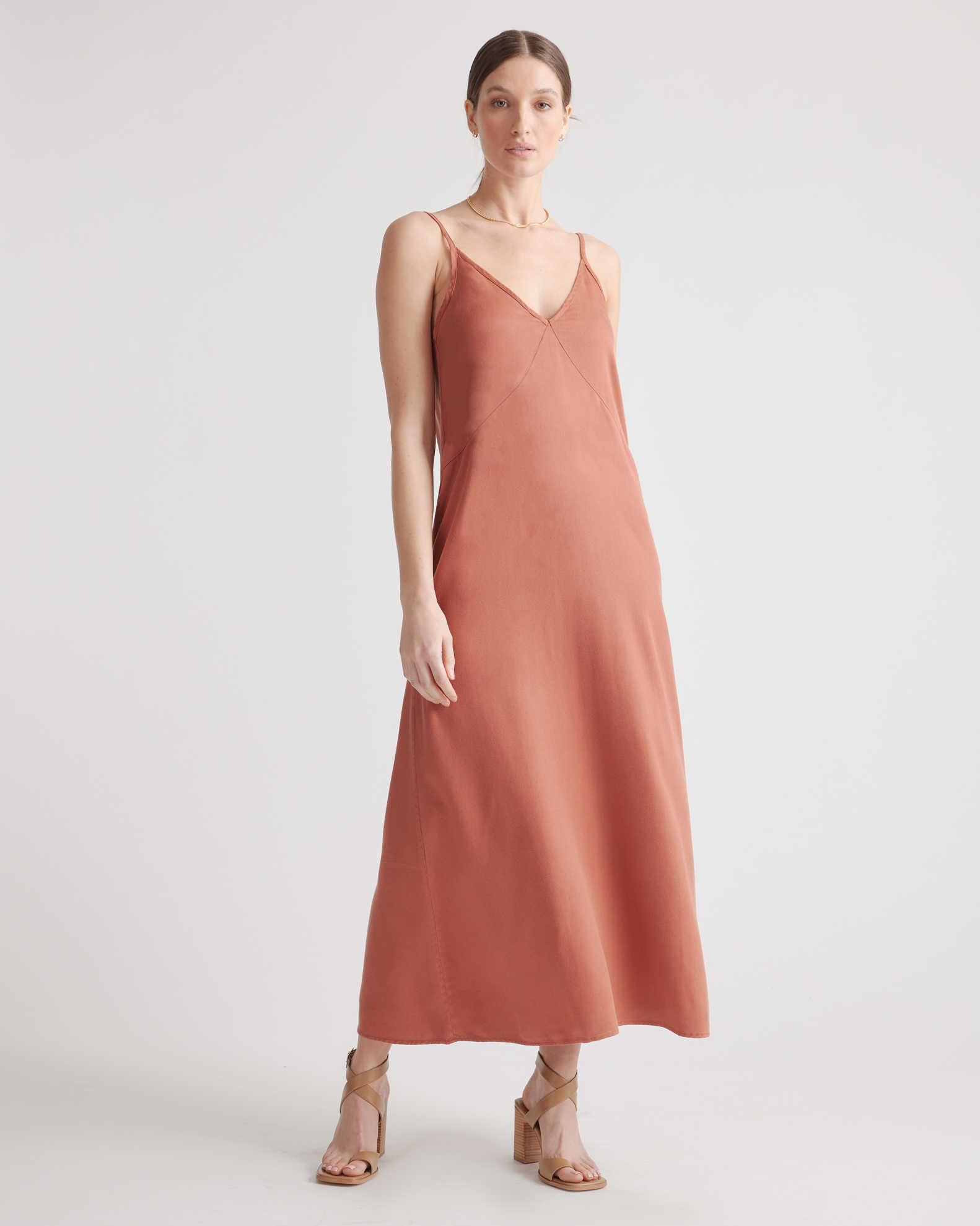 Quince Vintage Wash Tencel Maxi Slip Dress