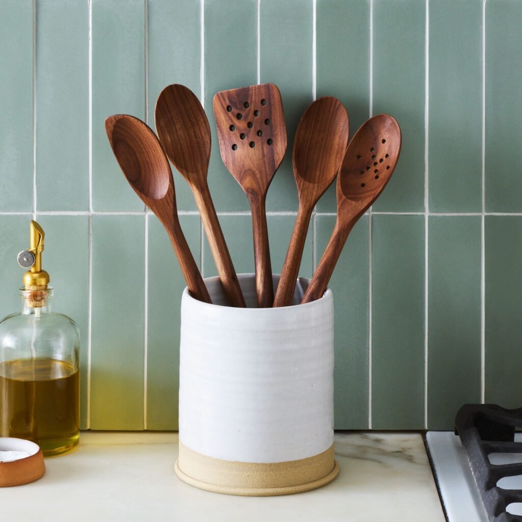 Five Two Walnut Wooden Spoons