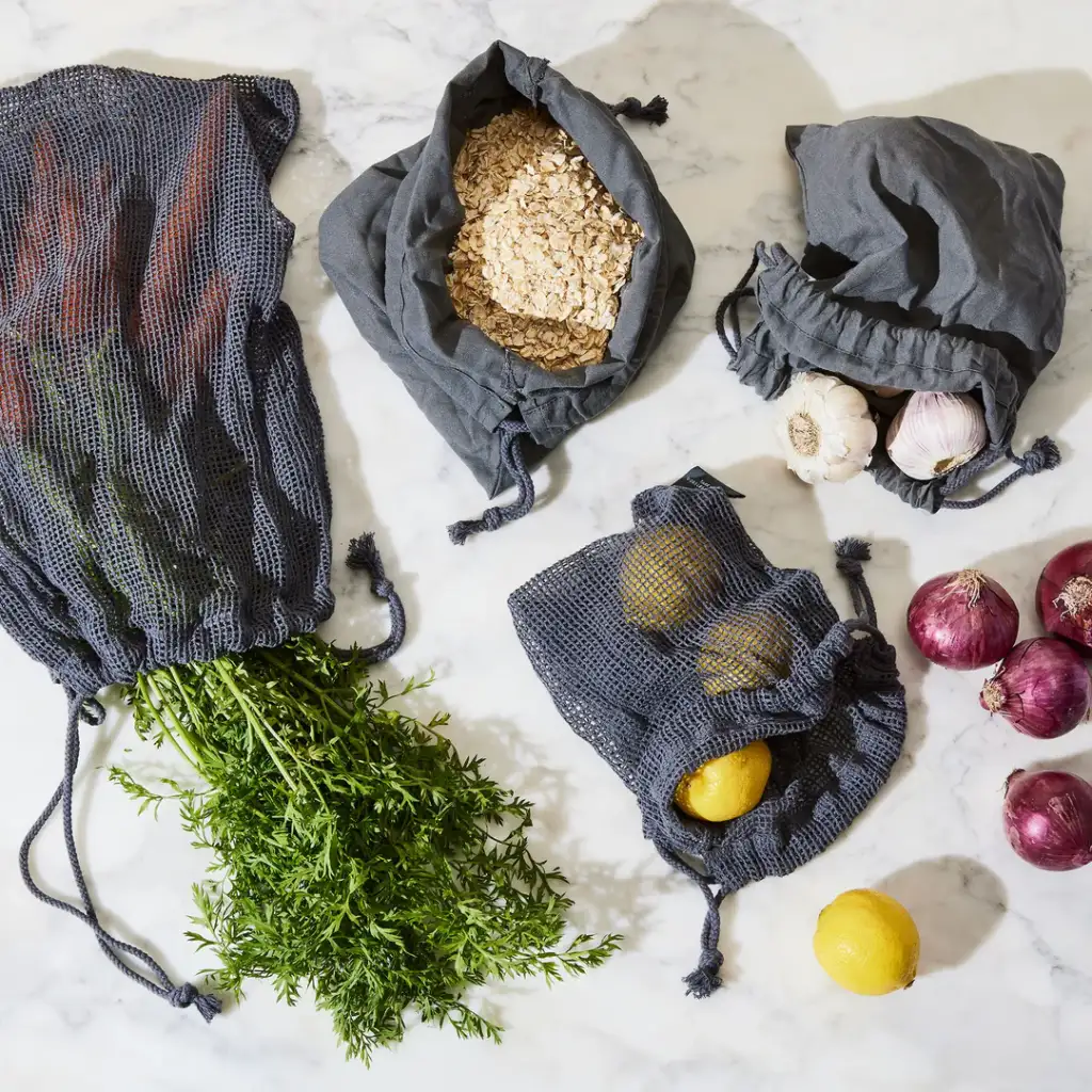 Organic Cotton Reusable Produce Bags, Set of 8