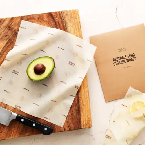 Reusable food storage wraps are made from cotton and beeswax. $17.50