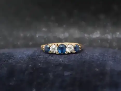 Edwardian Sapphire and Old Mine Diamond Ring