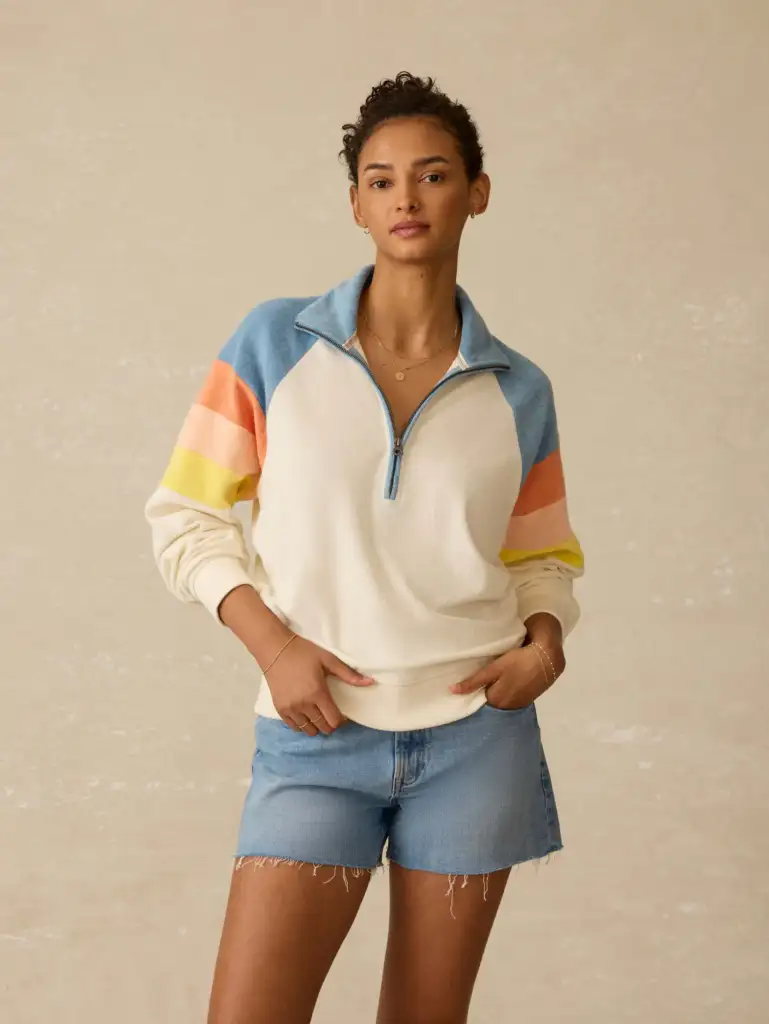 Faherty Cabana Towel Terry Quarter Zip 