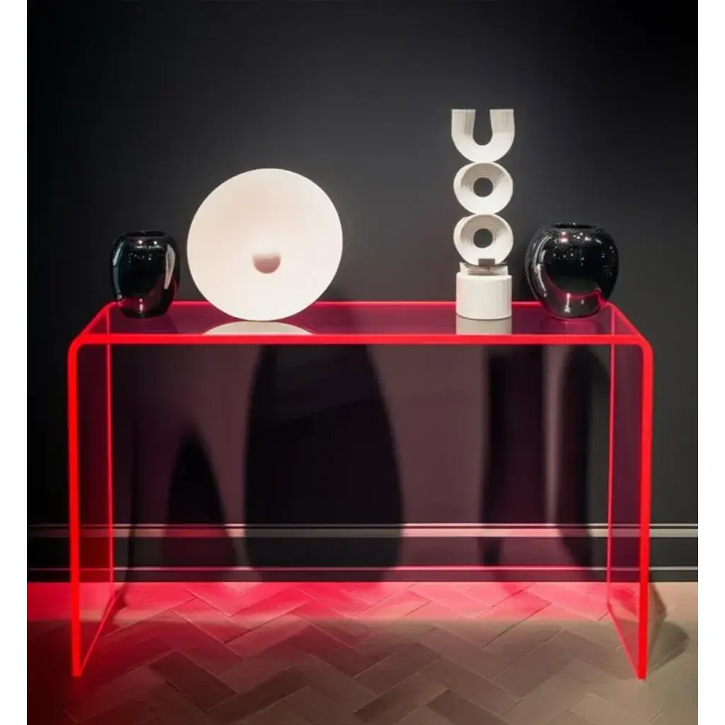 Neon Pink Lucite Console Table