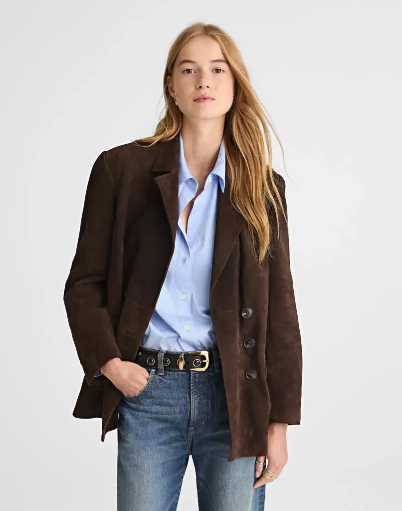 Madewell Double-Breasted Suede Blazer