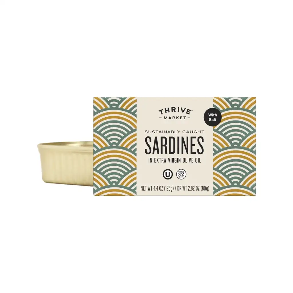Thrive Market, Non-GMO Sardines in EVOO, With Salt