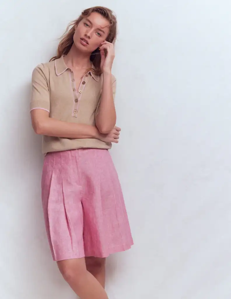 Boden Highbury Pleated Linen Shorts