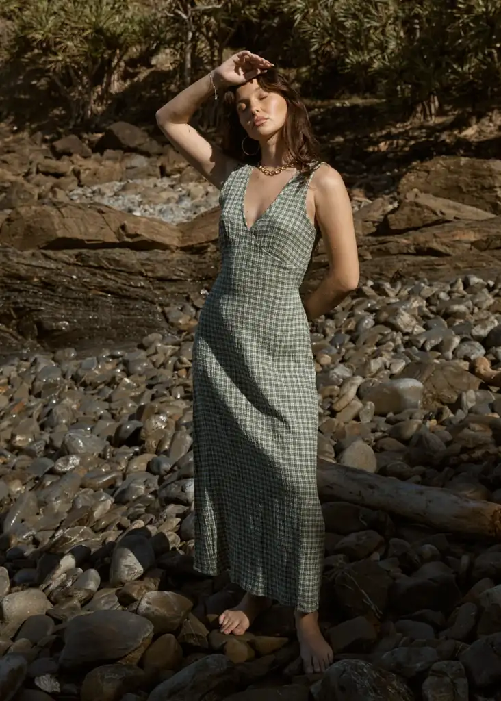 Afends Tully Seersucker Maxi Dress