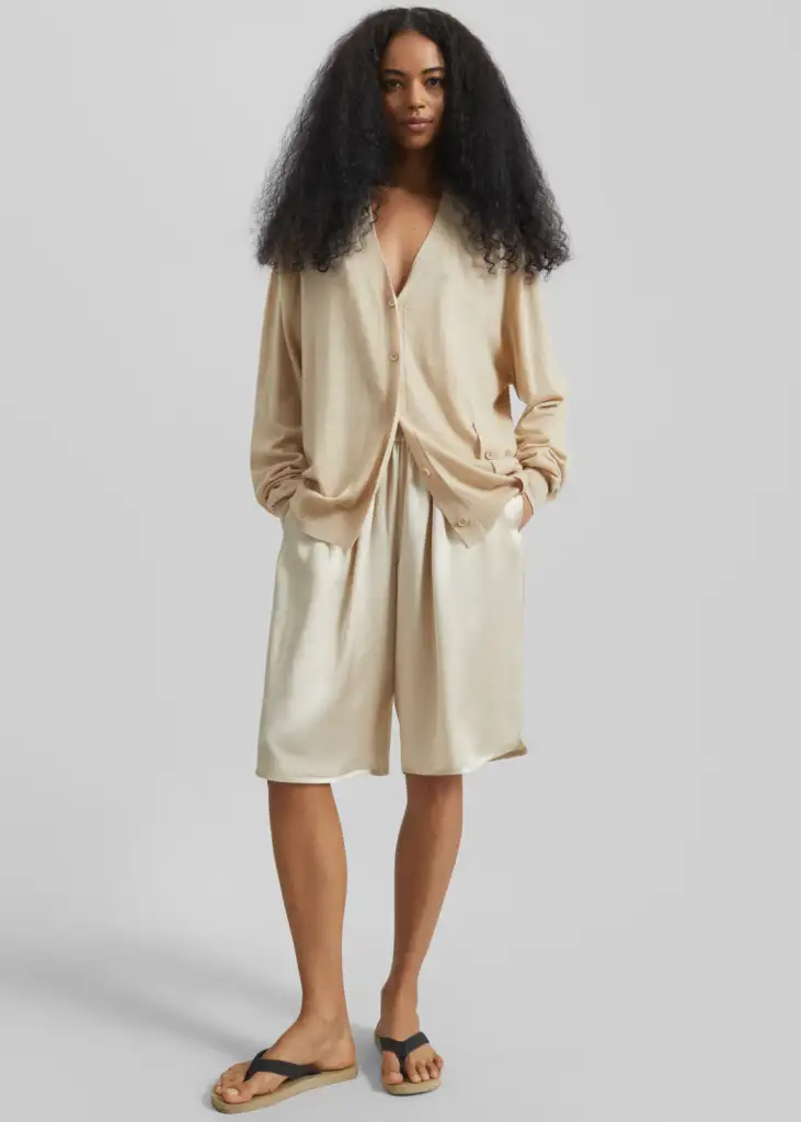 The Frankie Shop Nelis Silk Bermuda Shorts 