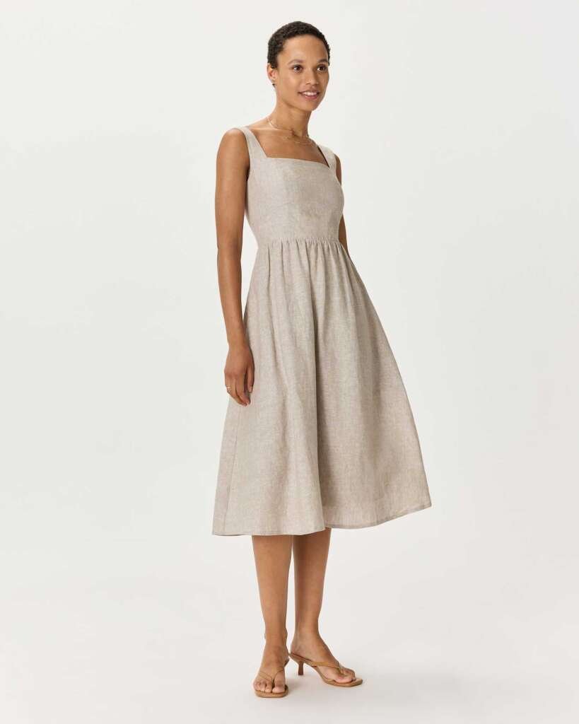 Quince 100% European Linen Fit & Flare Midi Dress
